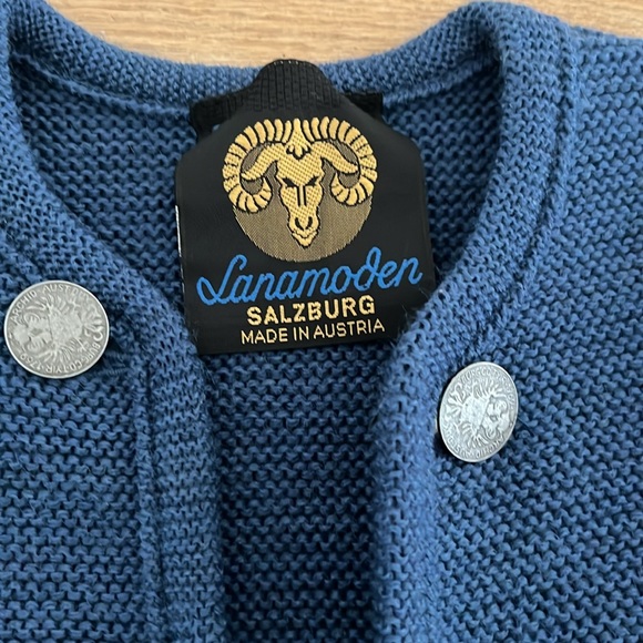 Pure wool blue cardigan made in Austria - Picture 3 of 6